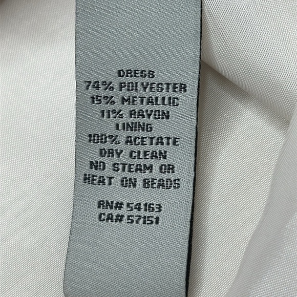 Eliza J Cream Metallic Textured Polka Dot Jeweled Neckline Cocktail Dress Size 8 - Picture 11 of 15